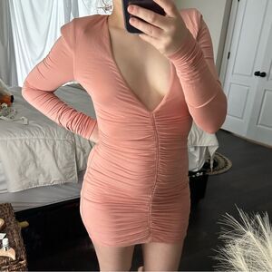 NBD Leonette Women’s Extra Small Pink Long Sleeve Mini Dress